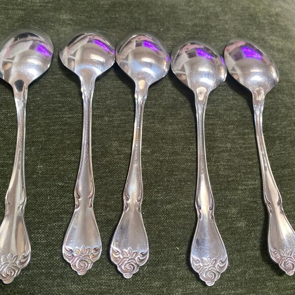 Oneida ARBOR ROSE True Rose Rogers Soup Spoon Stainless Steel Flatware Glossy 7” - Picture 2 of 4